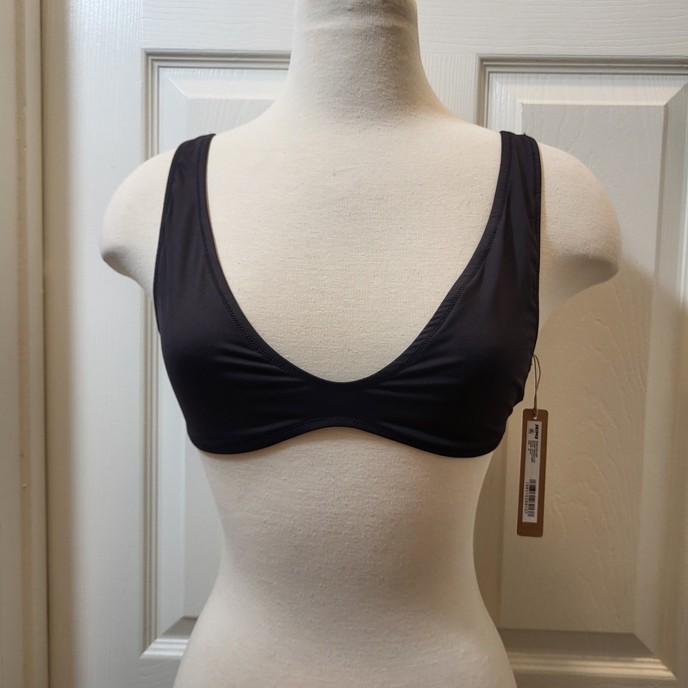 Skims Signature Swim Plunge Triangle Top Onyx Size-S -Brand New!